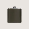 Grainy Leather Hip Flask In Olive Green*Purdey Cheap