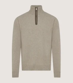 Men'S Cashmere Quarter Zip Sweater*Purdey Clearance