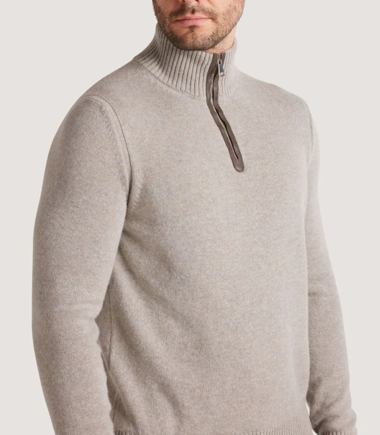 Men'S Cashmere Quarter Zip Sweater*Purdey Clearance