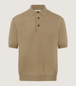 Men'S Cotton Cashmere Fine Gauge Short Sleeve Polo In Twine*Purdey Clearance
