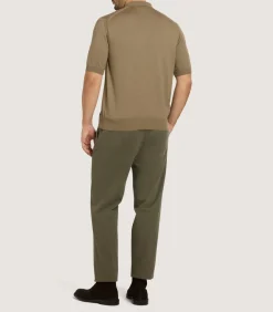 Men'S Cotton Cashmere Fine Gauge Short Sleeve Polo In Twine*Purdey Clearance