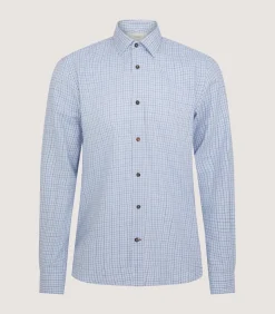 Men'S Cotton Cashmere Sporting Shirt In Loch Blue*Purdey Best Sale