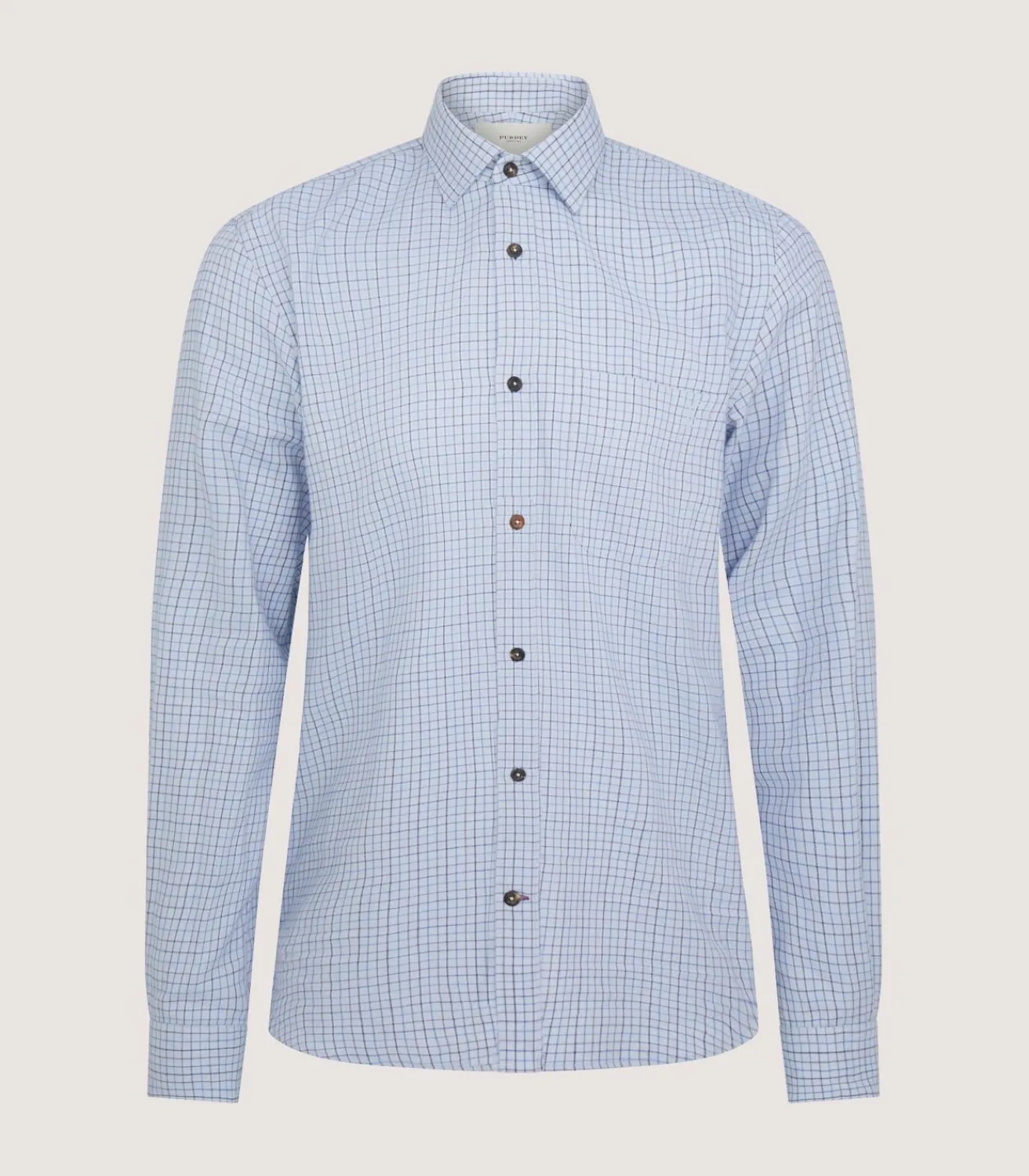 Men'S Cotton Cashmere Sporting Shirt In Loch Blue*Purdey Best Sale