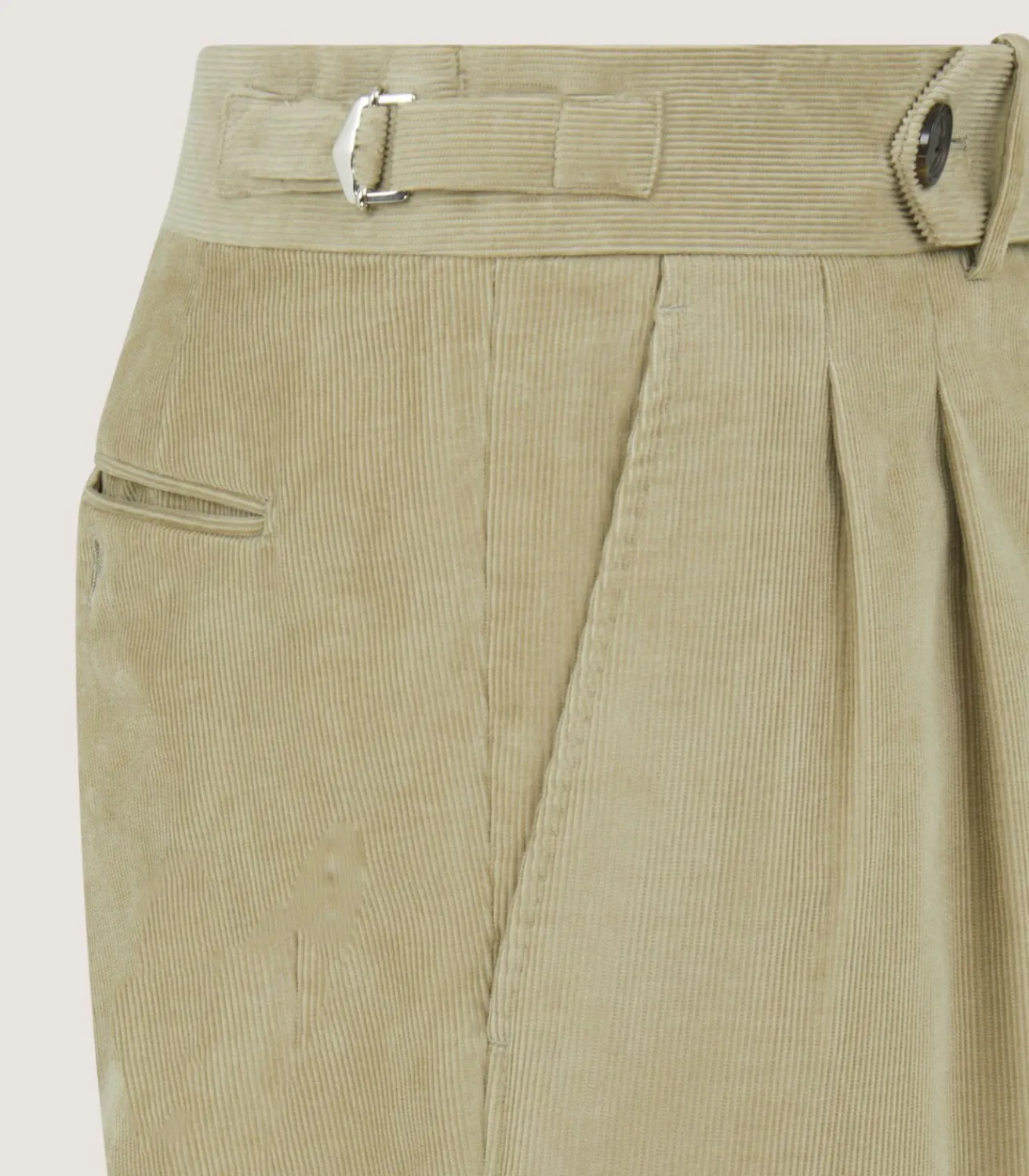 Men'S Cotton Corduroy Side Buckle Trouser In Pale Stone*Purdey Clearance
