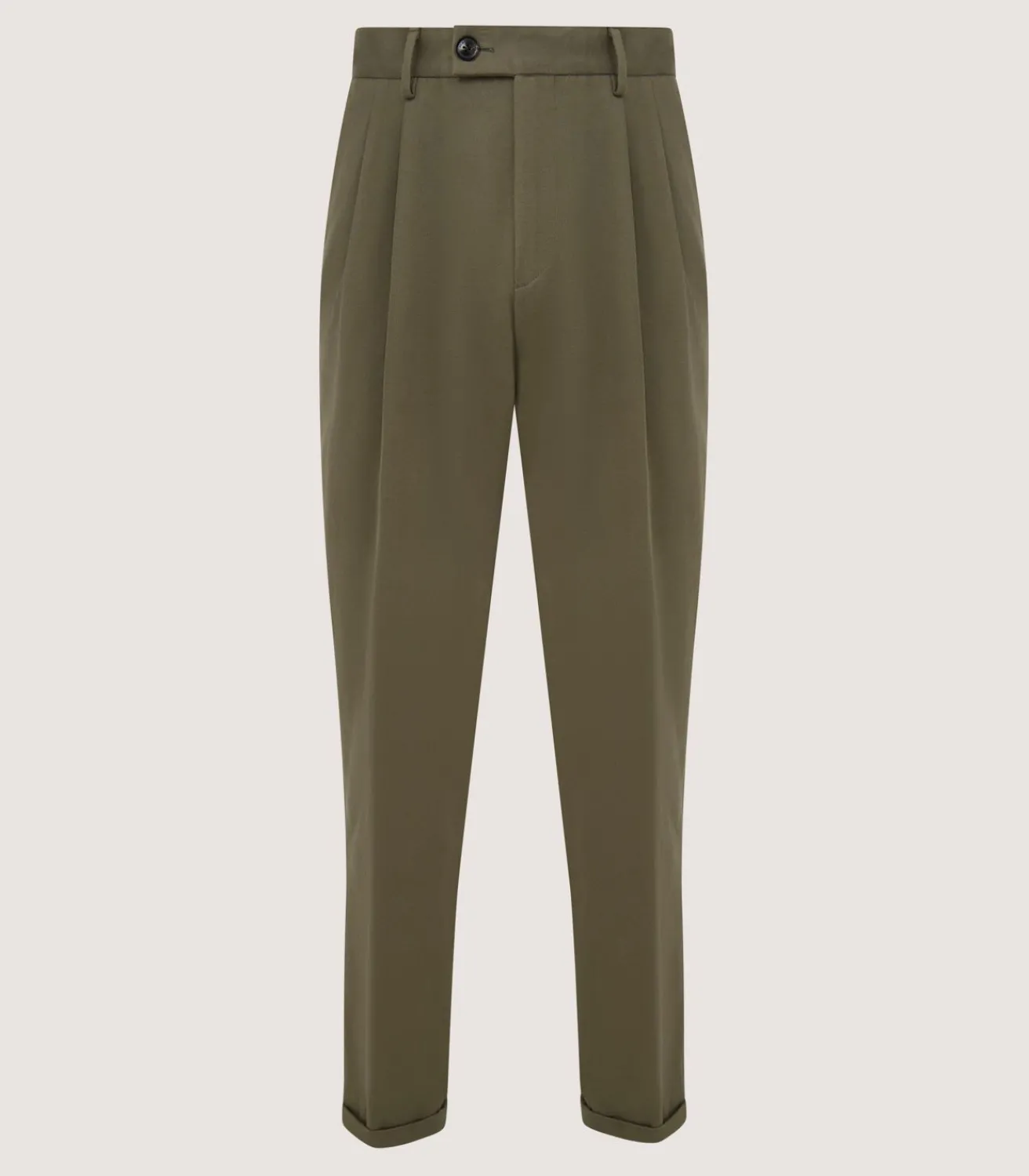 Men'S Dark Olive Cotton Dart Front Trousers*Purdey Cheap