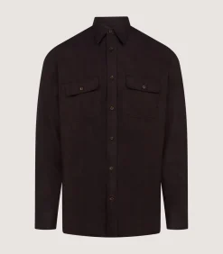 Men'S Herringbone Double Pocket Shirt In Walnut*Purdey New