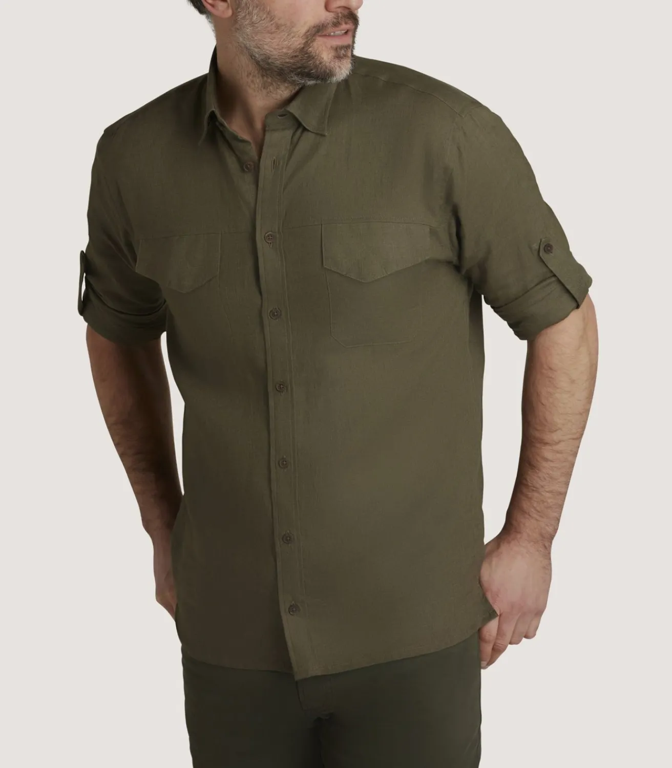 Men'S Linen Selous Safari Shirt In Forest Green*Purdey Cheap