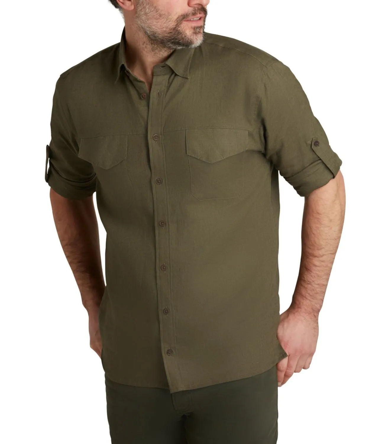 Men'S Linen Selous Safari Shirt In Forest Green*Purdey Cheap