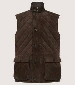 Men'S Suede Padded Gilet In Walnut*Purdey Flash Sale