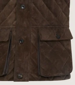 Men'S Suede Padded Gilet In Walnut*Purdey Flash Sale