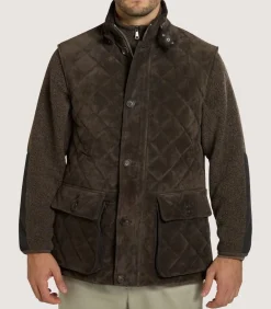 Men'S Suede Padded Gilet In Walnut*Purdey Flash Sale