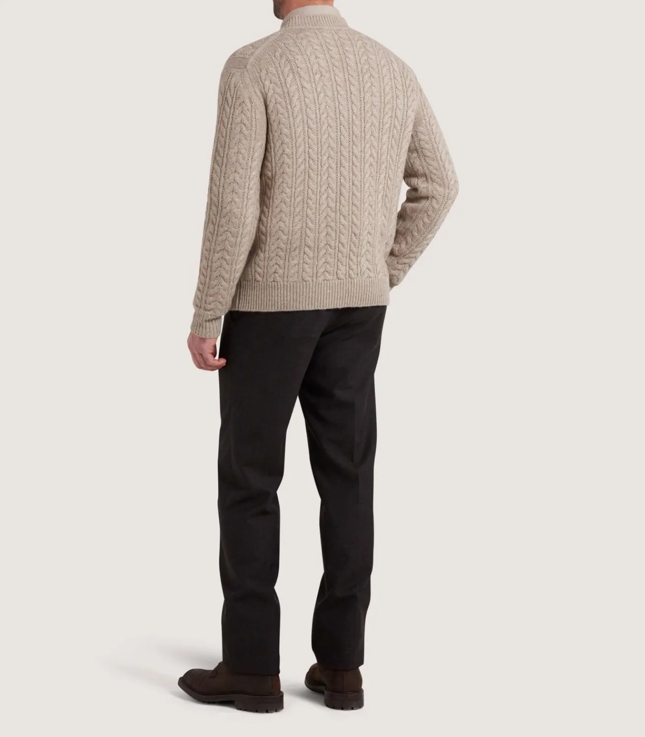 Men'S Taupe Cashmere Linen V Neck Cricket Jumper*Purdey Online