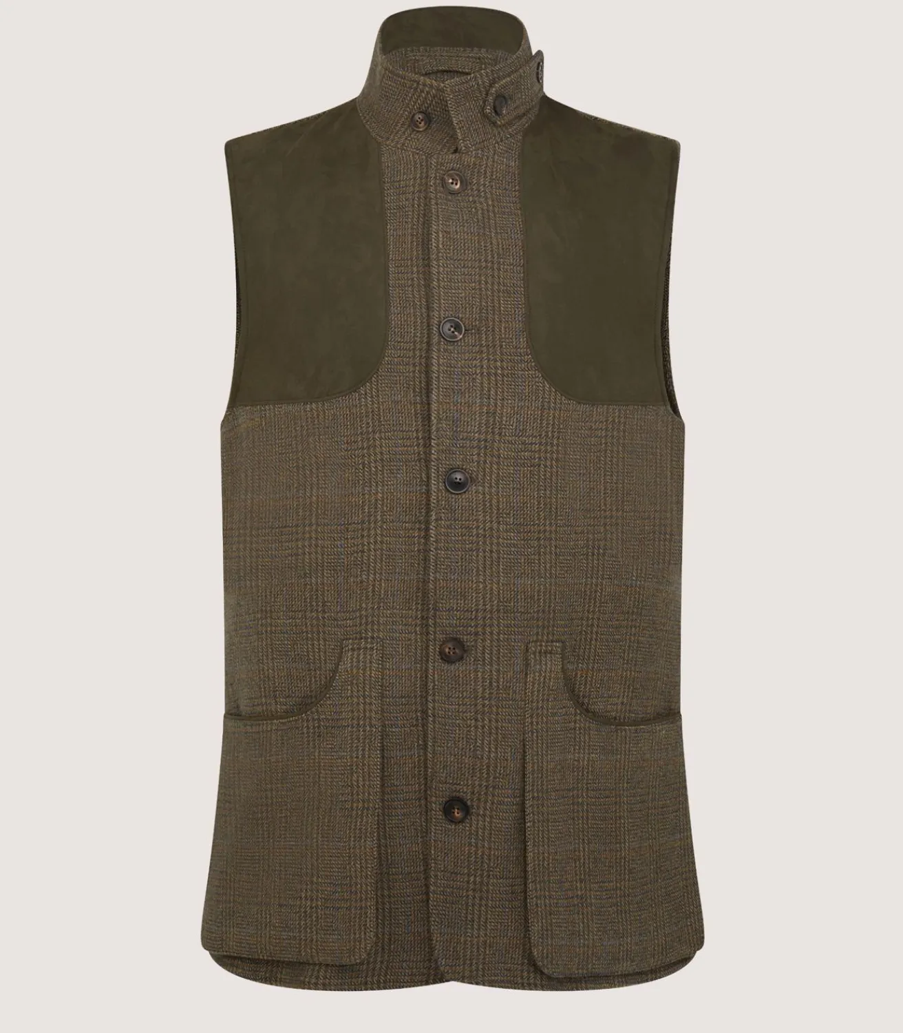 Men'S Tweed High Collar Sporting Vest In Morlich*Purdey Best