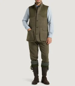Men'S Tweed High Collar Sporting Vest In Morlich*Purdey Best