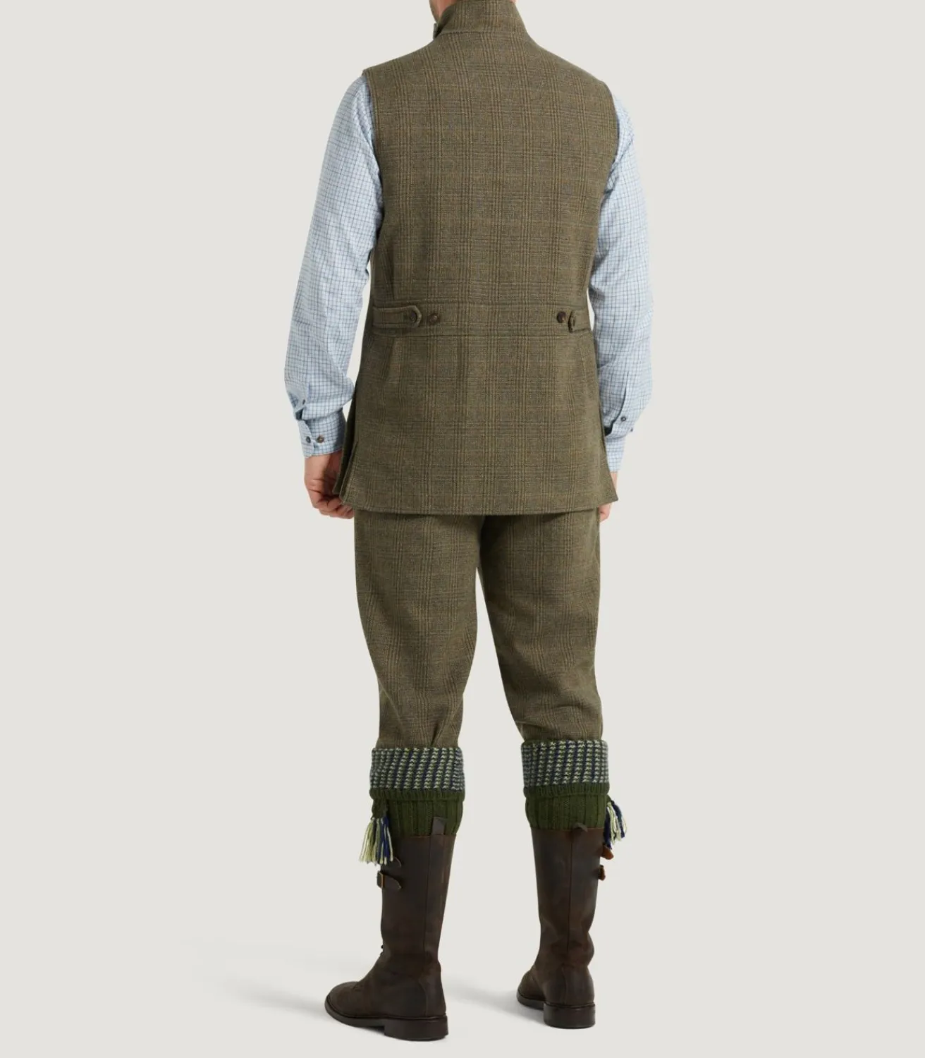 Men'S Tweed High Collar Sporting Vest In Morlich*Purdey Best