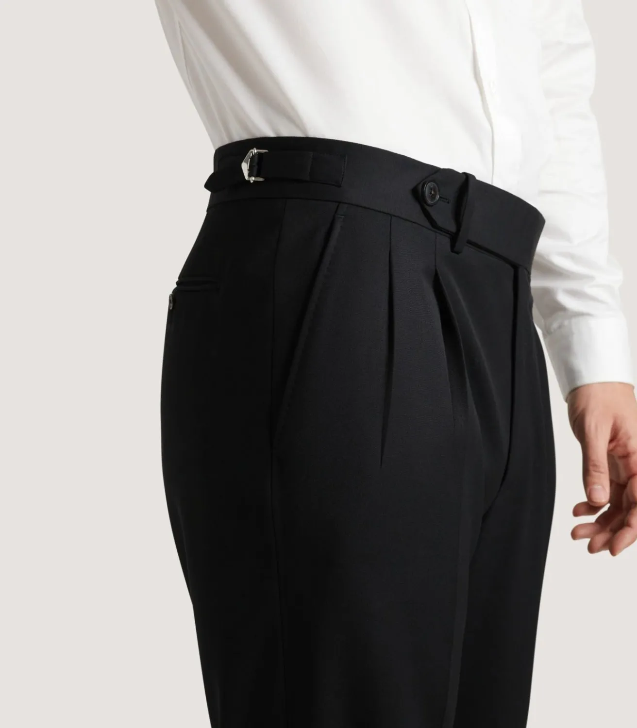 Men'S Two Pleat Trouser In Black*Purdey Best Sale
