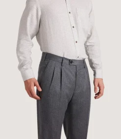 Men'S Two Pleat Trouser In Flannel Grey*Purdey Store