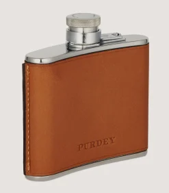 4Oz Leather Flask In Dark Brown*Purdey Flash Sale