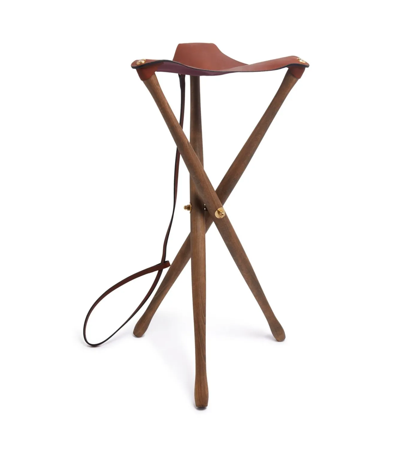 Tripod Seat With Dog Lead - 75Cm In Dark Brown*Purdey Outlet