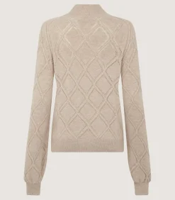 Women'S Cashmere Cable Sweater In Oatmeal*Purdey Shop