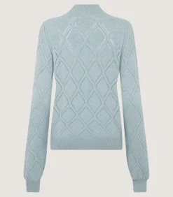 Women'S Cashmere Cable Sweater In Pine Green*Purdey Cheap