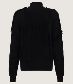 Women'S Cashmere Sweater Blouse With Lace Trim In Black*Purdey Cheap