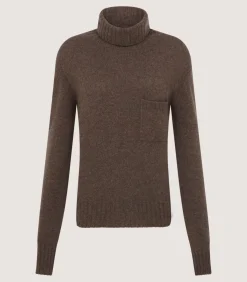 Women'S Cashmere Turtleneck Sweater With Chest Pocket*Purdey Shop
