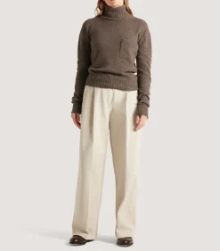 Women'S Cashmere Turtleneck Sweater With Chest Pocket*Purdey Shop