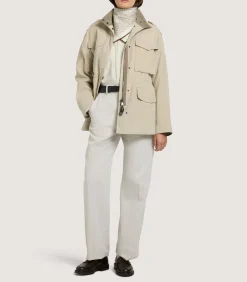 Women'S Cotton Linen Field Jacket In Pale Stone*Purdey Clearance
