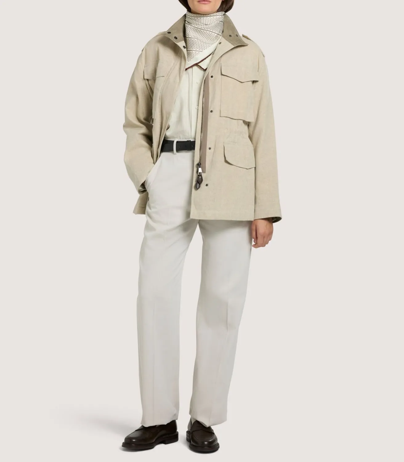 Women'S Cotton Linen Field Jacket In Pale Stone*Purdey Clearance