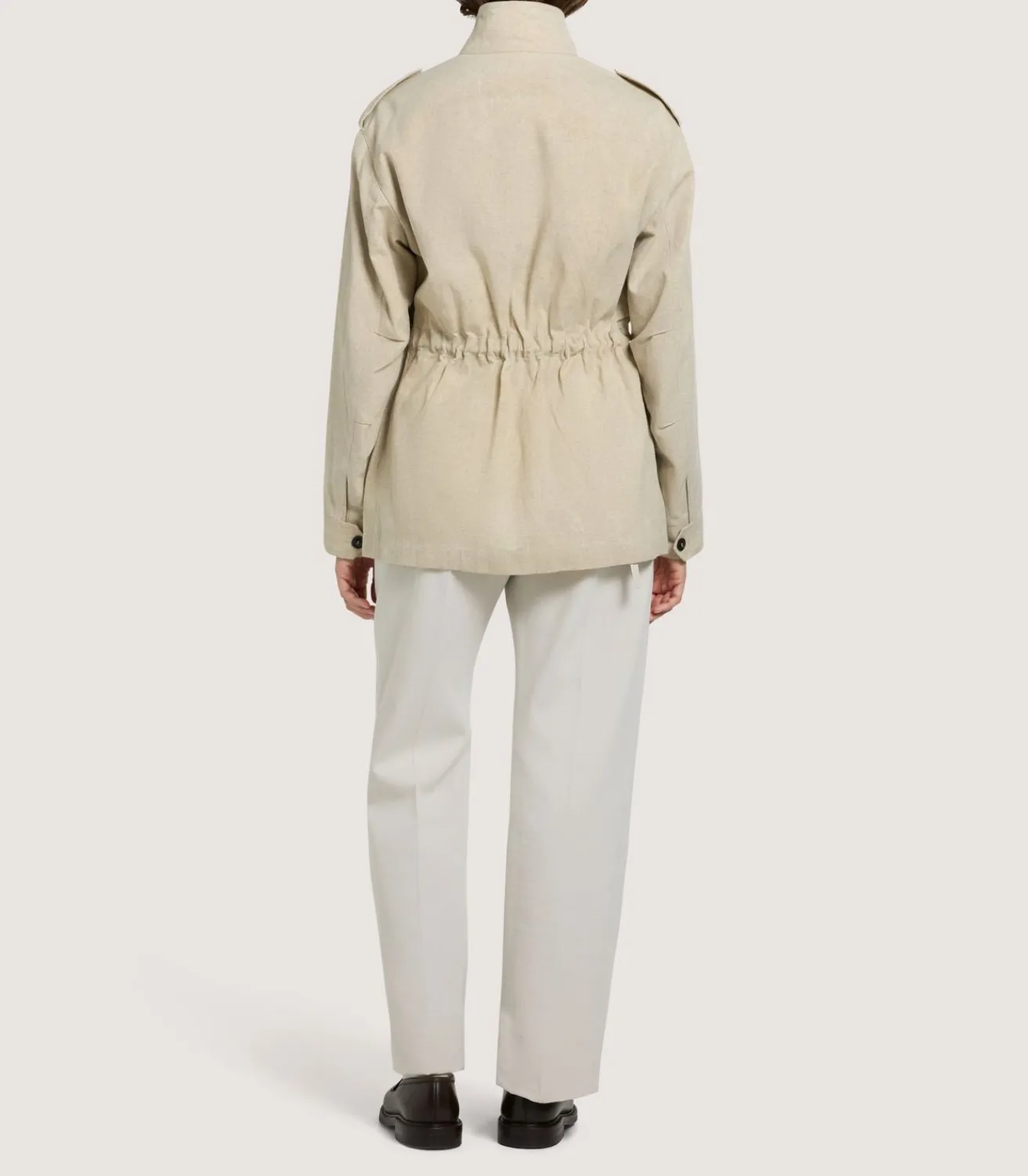 Women'S Cotton Linen Field Jacket In Pale Stone*Purdey Clearance