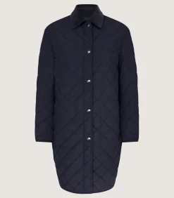 Women'S Long Quilted Jacket In Navy*Purdey Best