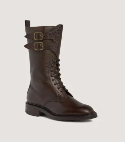 Women'S Ridgeway Grain Leather Twin Strap Boot In Dark Brown*Purdey Fashion
