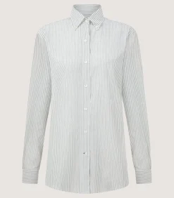 Women'S Sage Cotton Linen Button Down Shirt*Purdey Fashion